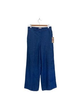 Wide-Leg Denim Pants in Dark Blue
